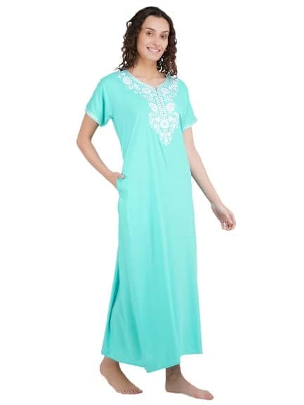 KOI SLEEPWEAR Premium Women Embroidery Night Gown Soft Breathable Alpine Fabric Nighty Maxi view 6