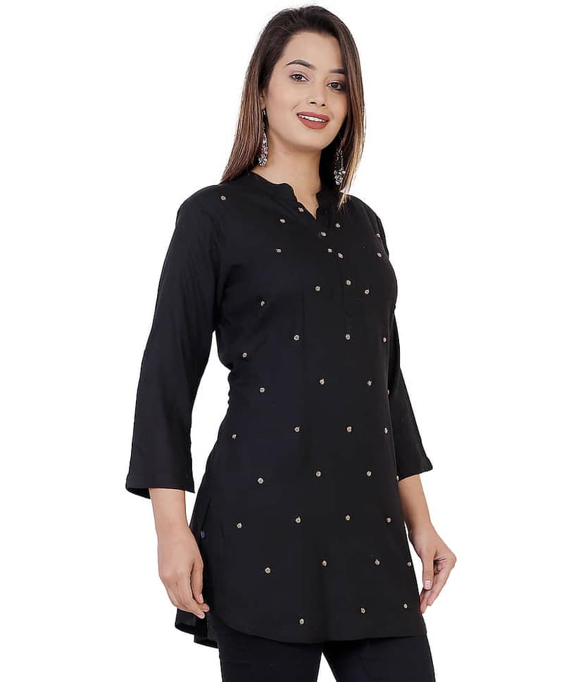 JC4U Black Rayon Straight Kurti view 2