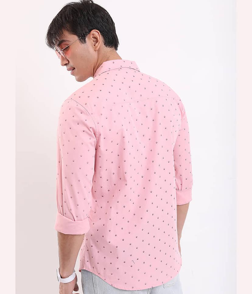 Ketch 100% Cotton Regular Fit Printed Full Sleeves Men's Casual Shirt - Pink ( Pack of 1 ) view 4