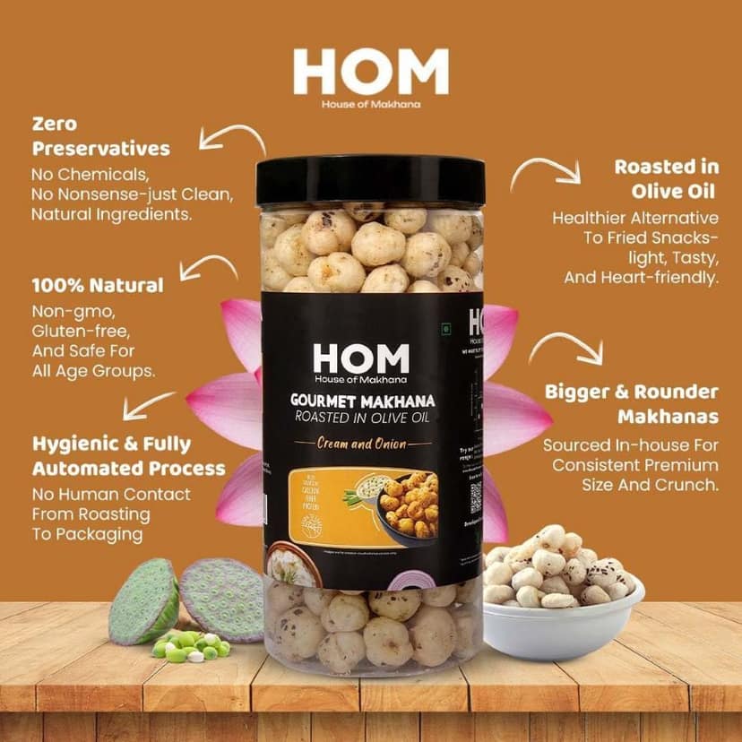 GOURMET MAKHANA Roasted in Olive Oil | Flavors , Pudina Masala, Cream & Onion and Himalayan Salt | Combo Of 3, 65g Each. - 195 gm view 5