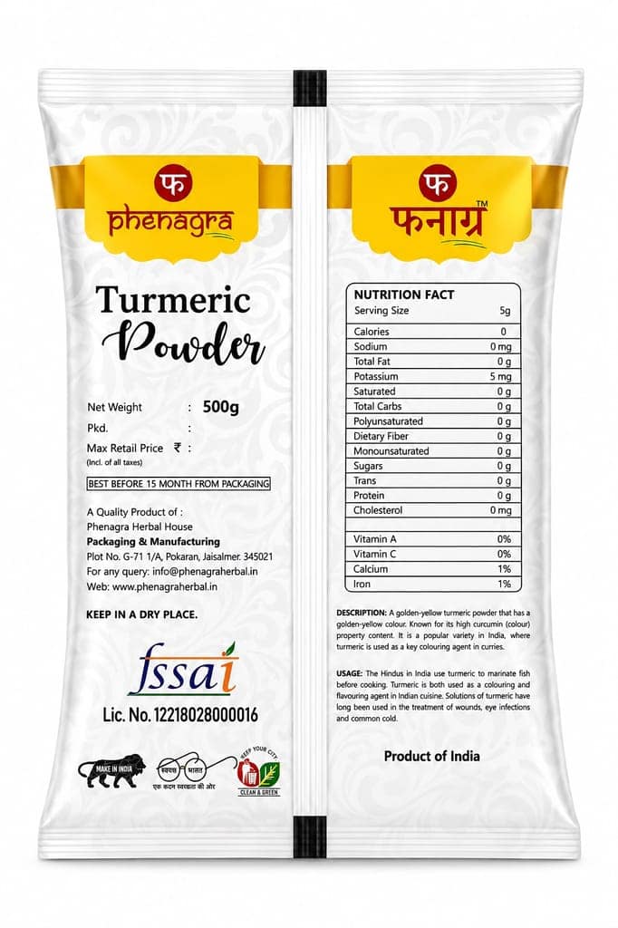 Phenagra Turmeric (Haldi) Powder 500g 100% Natural view 2