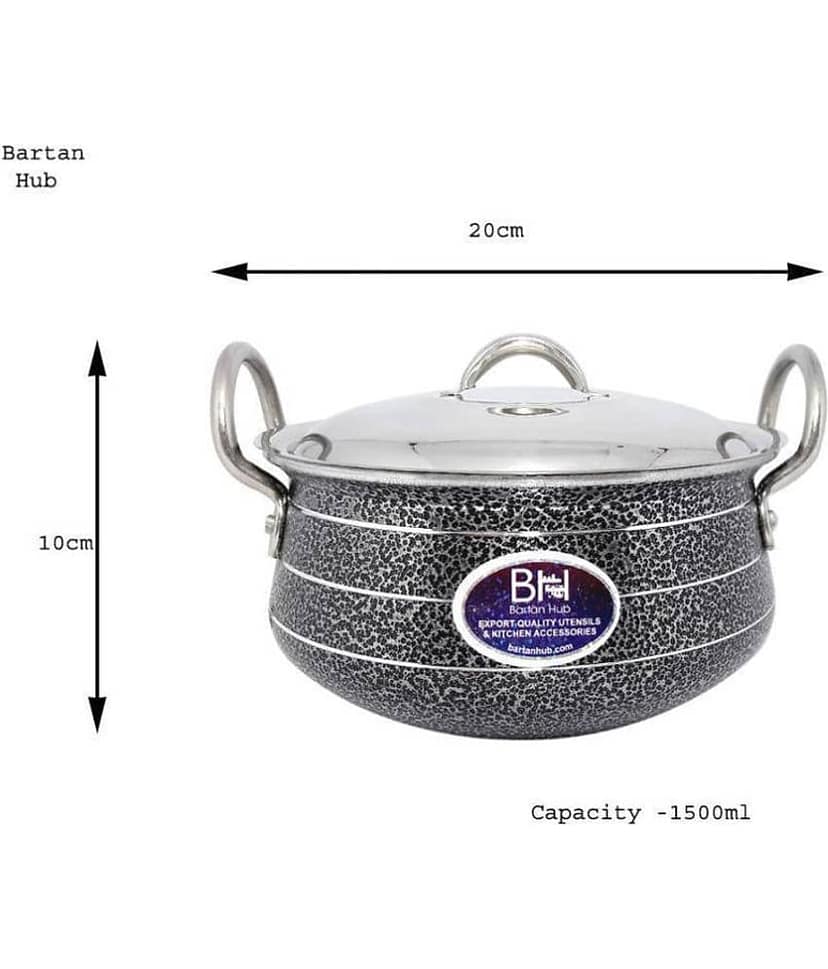 bartan hub Handi With Lid Enamle Aluminum Handi 20 cm 1500 mL view 2