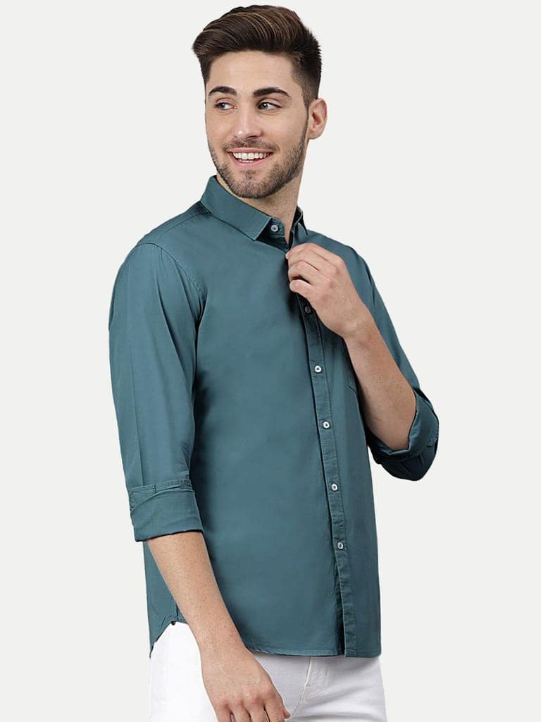 Men Solid blue Cotton formal Full Sleeve Shirt view 3