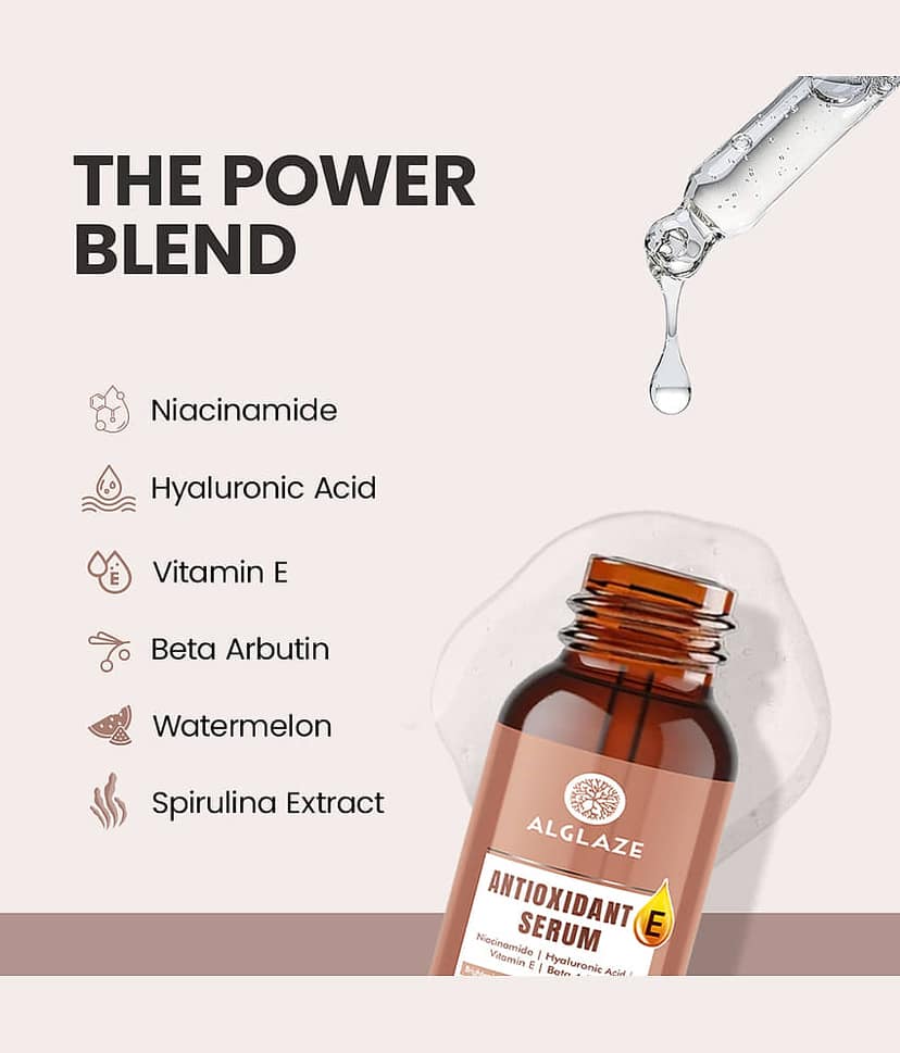 ALGLAZE Face Serum Vitamin E Skin Toning For All Skin Type ( Pack of 1 ) view 2
