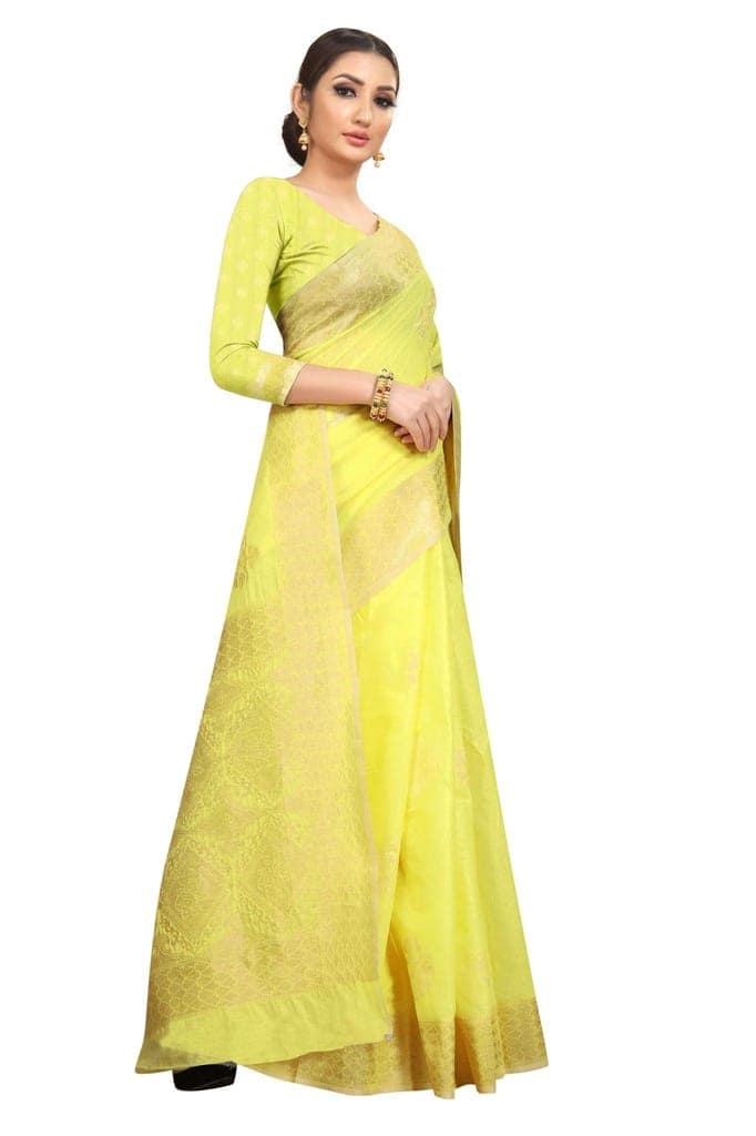 Silk Zone Women's Jamdani Cotton Woven Silk Saree with Blouse Piece view 4