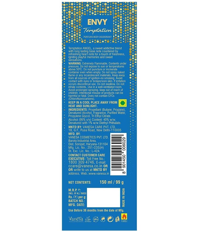 Envy Temptation Angel Deodorant Spray for Women 150 ml ( Pack of 1 ) view 2
