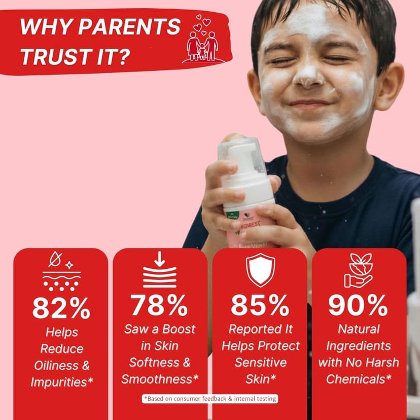 HealthBest Kids Foaming Face Wash - Watermelon & Aloe Vera - Boosts Vitamin C for Healthy Skin - Organic Gentle Cleanser for Baby & Teens, Tear-Free, Paraben-Free - 100 ml view 5