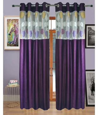 Homefab India Plain Semi-Transparent Eyelet Window Curtain 5ft (Pack of 2) - Green