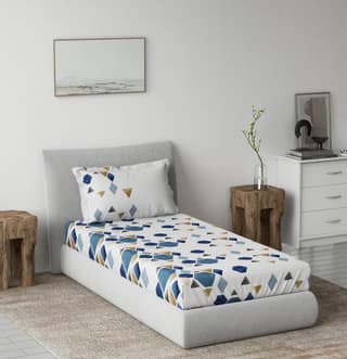 DDECOR - Radiance Collection 100% Cotton Contemporary Pattern 145TC Single Bedsheet|152 CM X 224 CM| - Blue