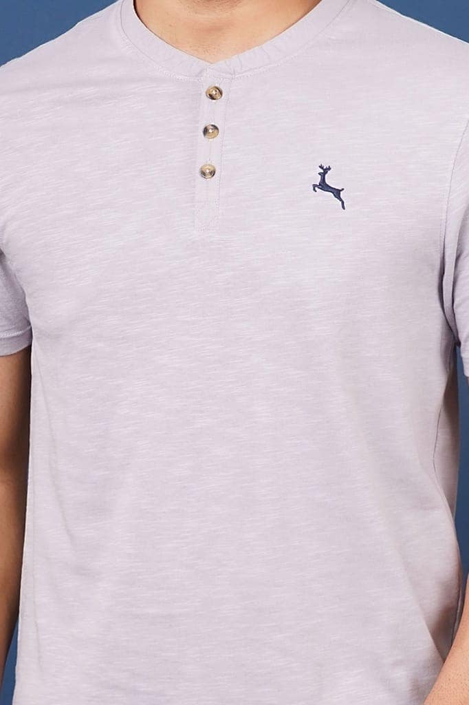 Mens Cotton Grey Solids Henly T-Shirt view 6