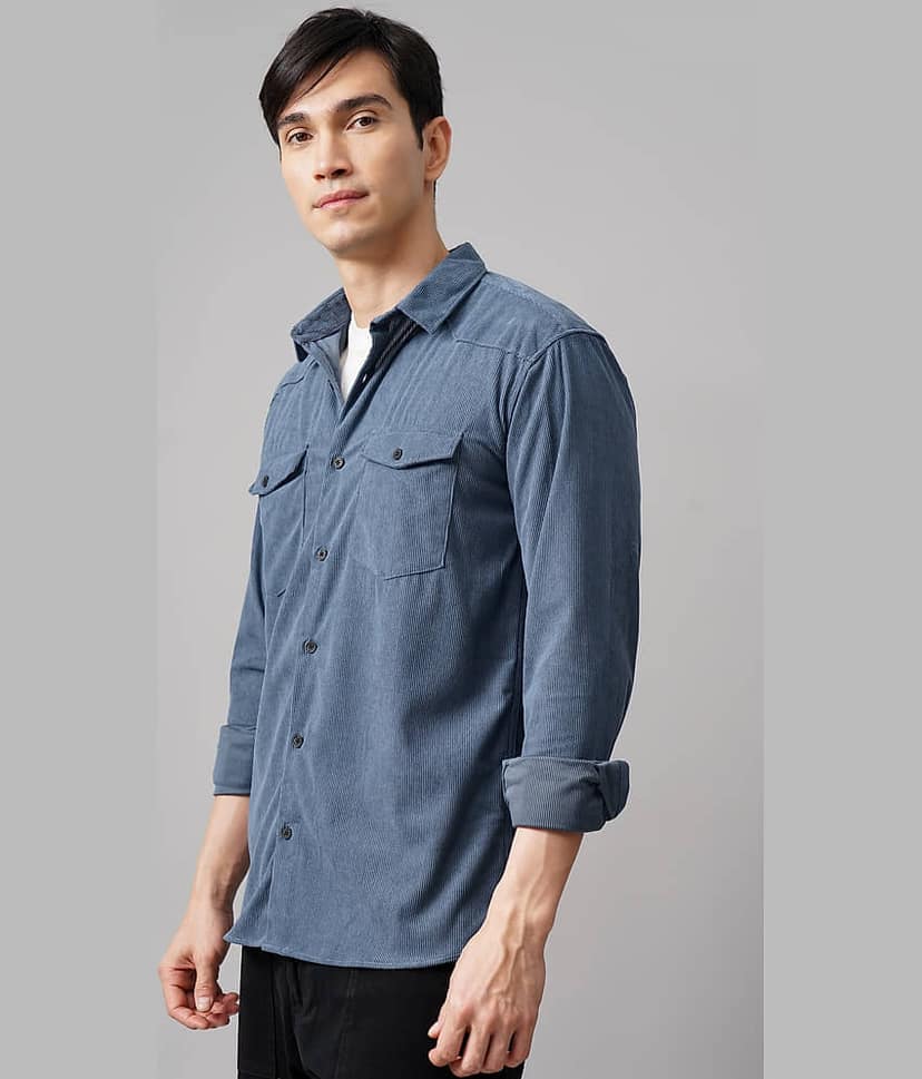 Paul Street Polyester Slim Fit Striped Full Sleeves Men's Casual Shirt - Blue ( Pack of 1 ) view 3