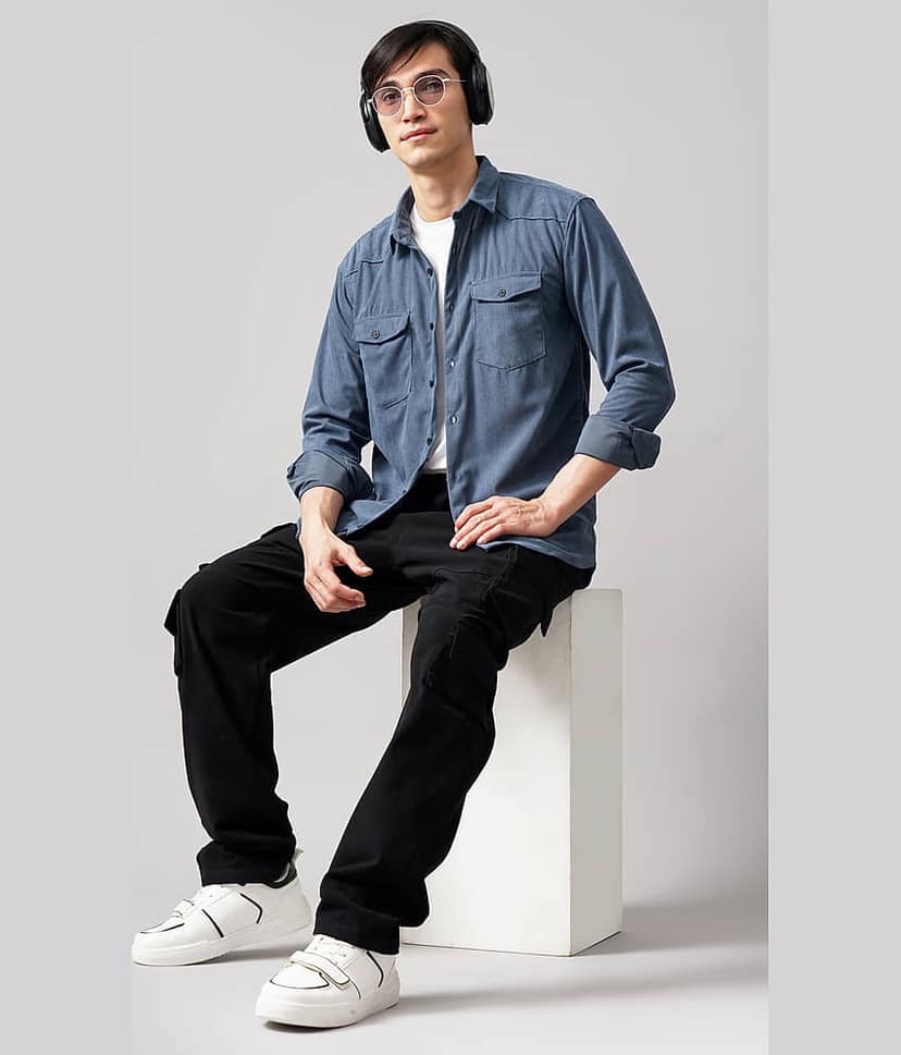 Paul Street Polyester Slim Fit Striped Full Sleeves Men's Casual Shirt - Blue ( Pack of 1 ) view 7