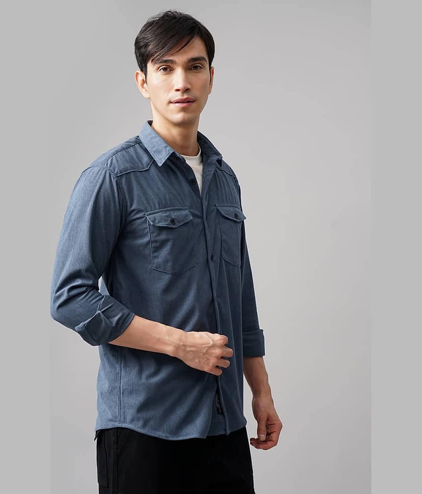 Paul Street Polyester Slim Fit Striped Full Sleeves Men's Casual Shirt - Blue ( Pack of 1 ) view 8