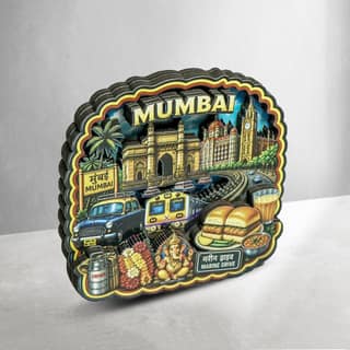 MustHome Mumbai Wooden Souvenir Fridge Magnet, Travel Keepsake Gift, City and Country Theme