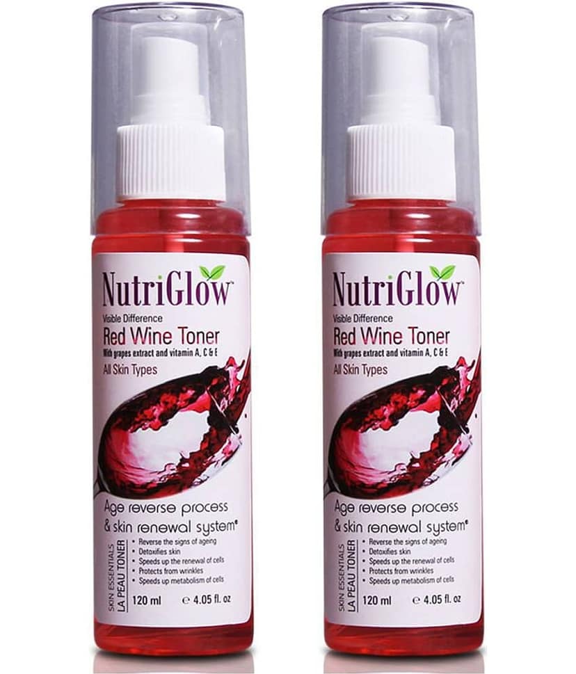 Nutriglow Red Wine Toner for Skin Freshener Each 120 mL (Pack of 2)