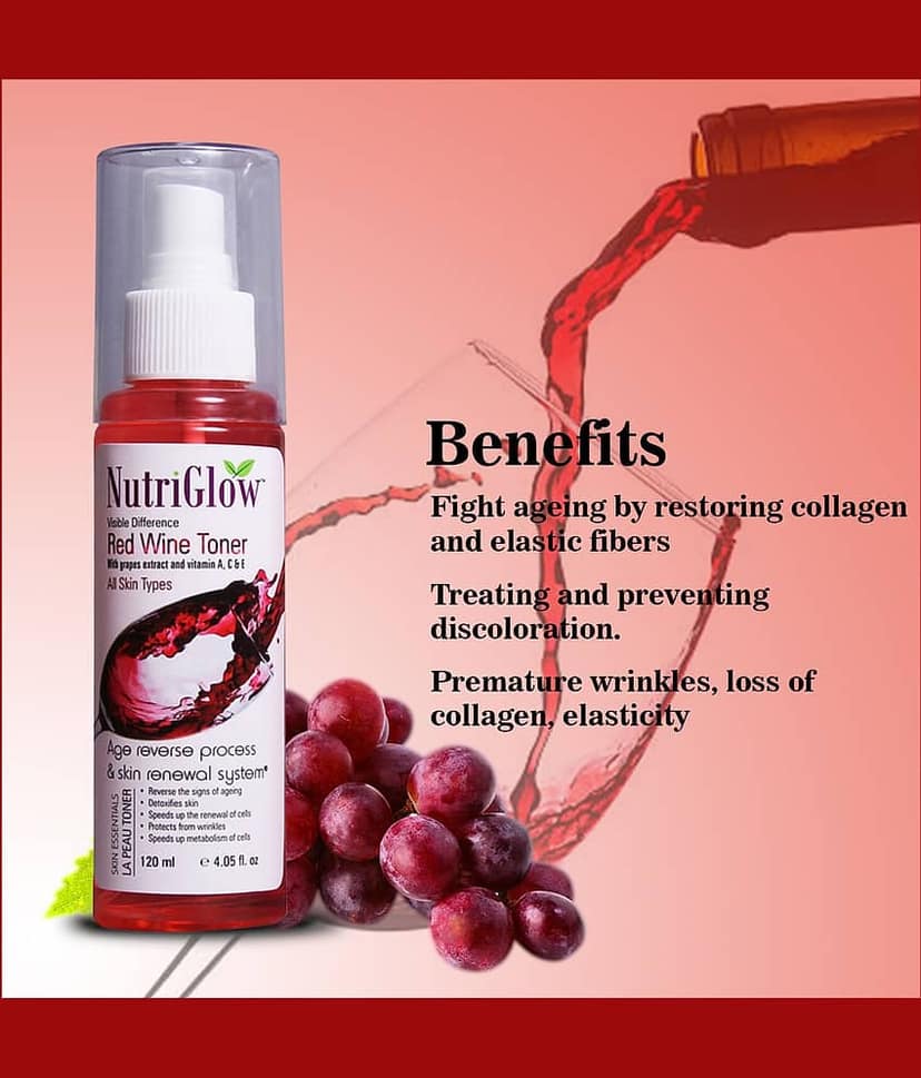 Nutriglow Red Wine Toner for Skin Freshener Each 120 mL (Pack of 2) view 2