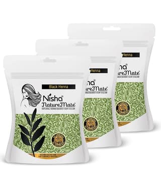 Nisha Nature Mate Henna Based Hair Color, Black Henna Powder for Hair Colour, Ammonia Free Hair Color 45g Pack of 3