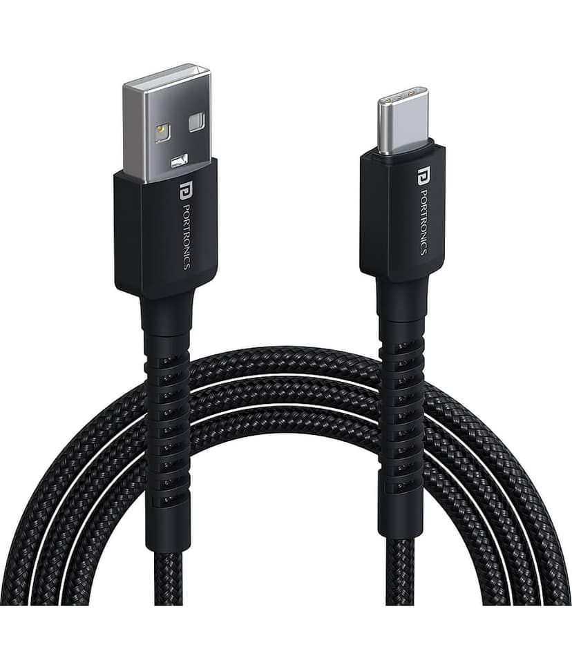 Portronics Black 3A Type C Cable 1 Meter