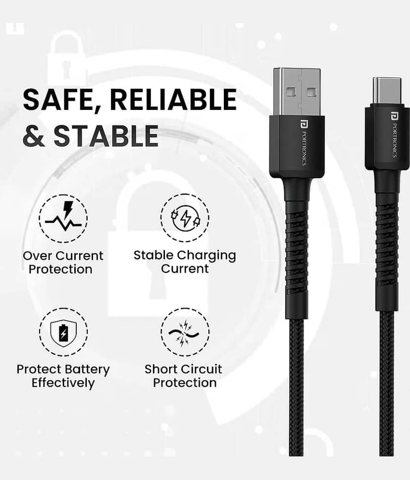 Portronics Black 3A Type C Cable 1 Meter view 2