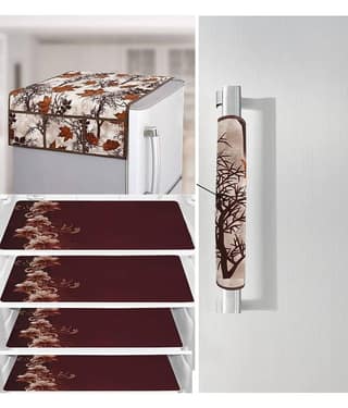 Generic PVC Floral Fridge Mat & Cover ( 99 53 ) Pack of 6 - Brown
