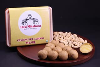 Desi Mitahara's Cashew Ladoo - Made with Cashew, Jaggery & Cow Ghee - Traditional Indian Sweet - Healthy, Nutritious Snack - 360g Pack - No Artificial Colours - Suitable for All Ages