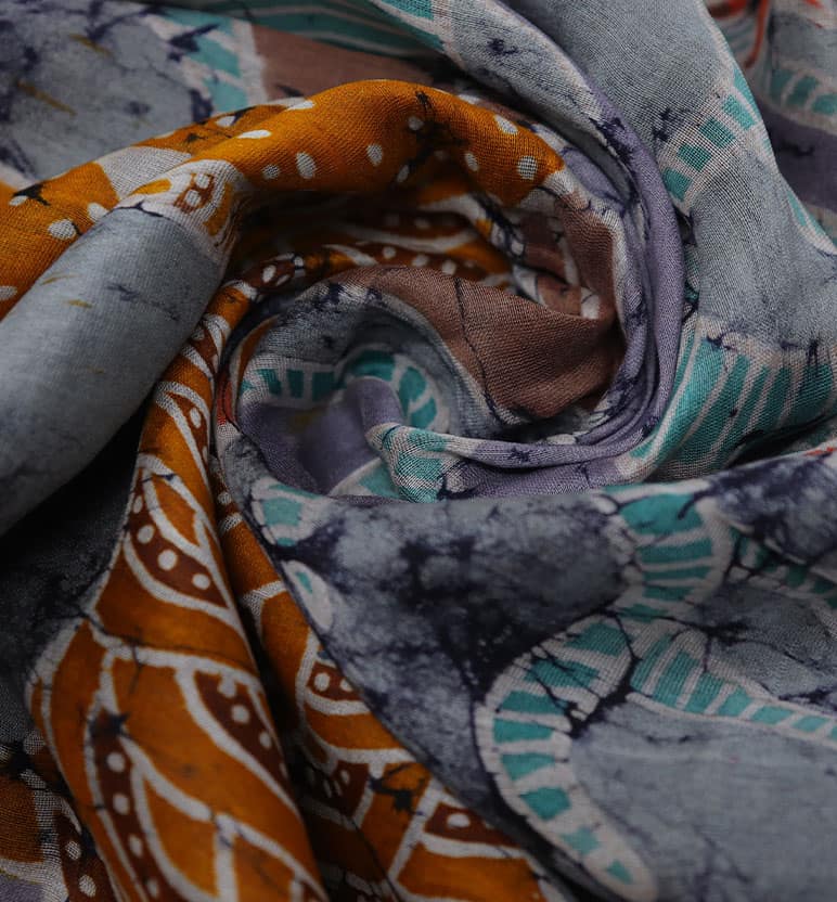 Handcrafted Batik Print Maheshwari Cotton By Silk Saree view 6