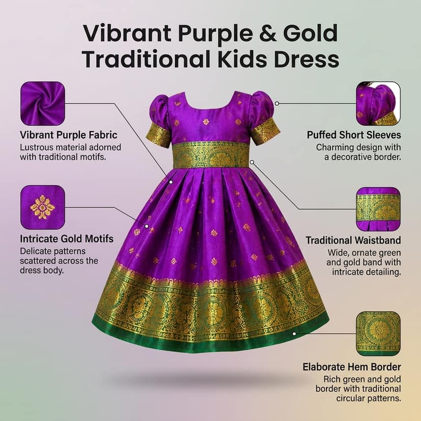 LUSTER Elegant Baby Girl's Silk Satin Frock and Dresses Available (Newborn Baby to 5 Years) Ideal for Birthdays, Festivals, and Weddings Affordable Quality Cute Baby Frock Purple view 4