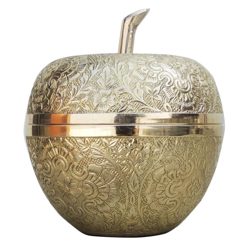 Brass Apple Shape Bowl | Handcrafted Decorative Table Centerpiece, Height : 5.2 Inch (FMAS316 B) view 2