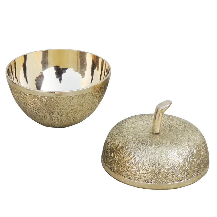 Brass Apple Shape Bowl | Handcrafted Decorative Table Centerpiece, Height : 5.2 Inch (FMAS316 B) view 3