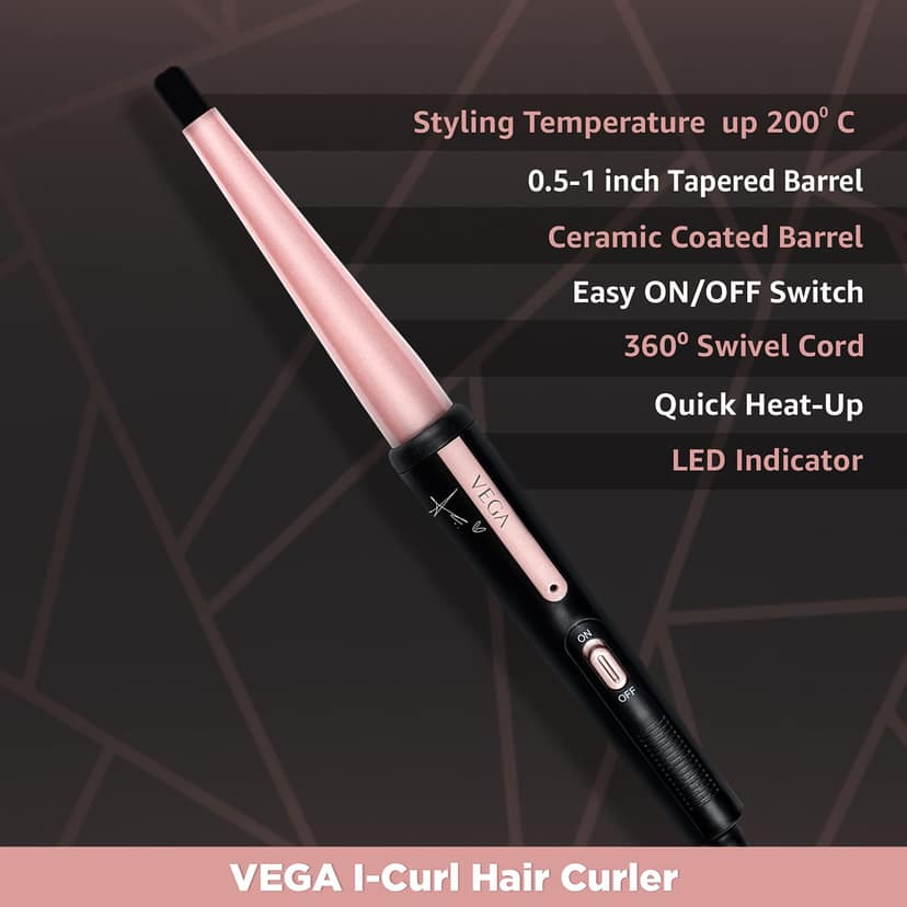 Vega VHCH-05 Hair Curler - Ceramic | Corded Electric | Quick Heatup Technology view 2