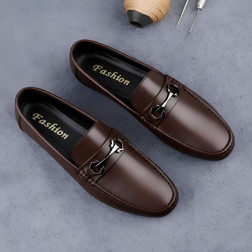 WUGO::Latest Trendy Brown Men’s Casual Loafers | Stylish Brown Casual Slip-On Daily Wear Shoes | Comfortable Brown Driving Shoes for Men & Boys view 4