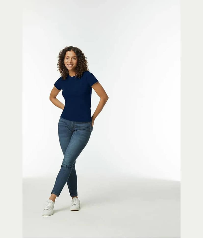 Gildan Women Cotton Solid Regular Fit Round Neck T-Shirt ( Multicolor 1 ) view 3