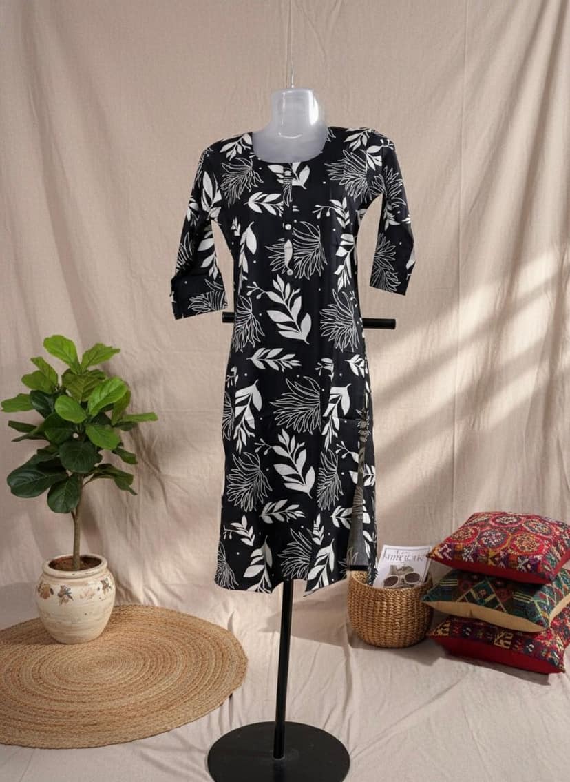 Glamvila Leaf Charm Kurti view 4