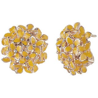 American Diamond Gold Stud Enamel Daisy Flower Earrings for Girls Alloy Material for Women's Fashion Jewellery for Party view 2
