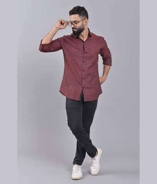 ZAMAISHA - Maroon 100% Cotton Regular Fit Men's Casual Shirt ( Pack of 1 )