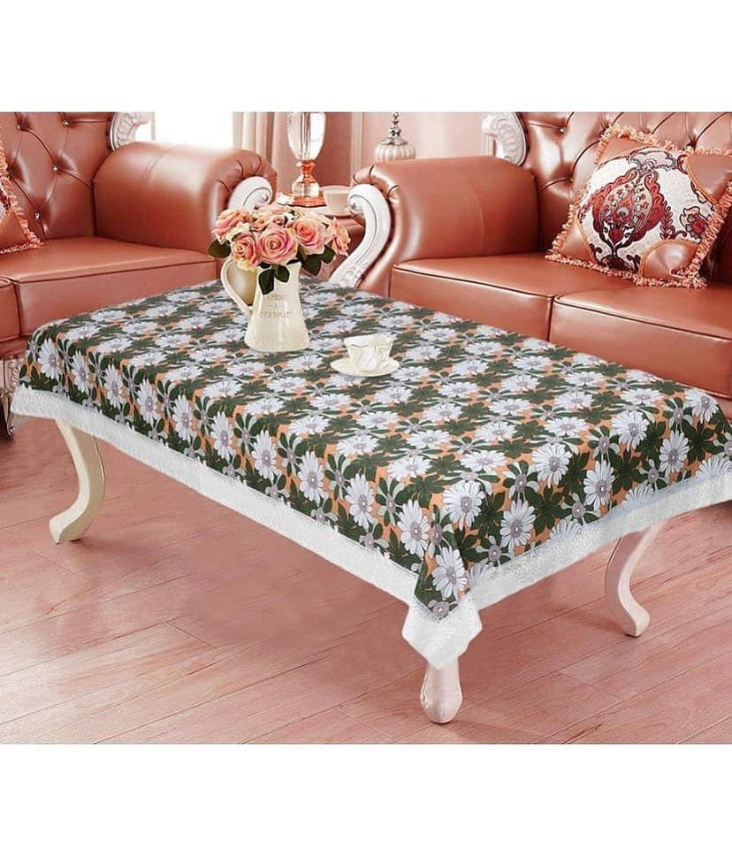 Printed PVC 4 Seater Rectangle Table Cover ( 150 x 92 ) cm Pack of 1 Orange