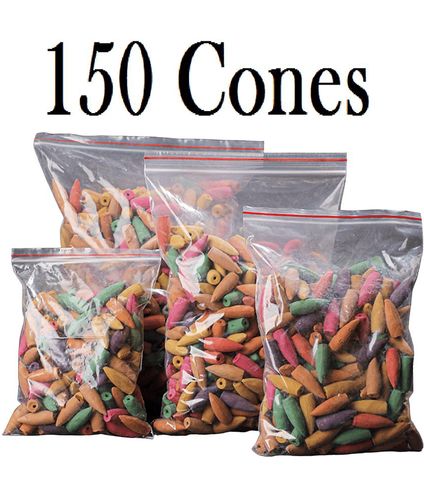 Khushi Enterprises Incense Dhoop Cone Rose,Chandan,Natural 150 Pieces ( Pack of 1 )