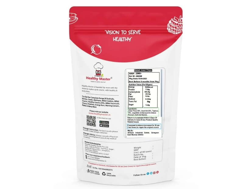 Healthy Master Jowar Chips - Baked and Nutritious (Classic Masala) - 500 Gram view 3