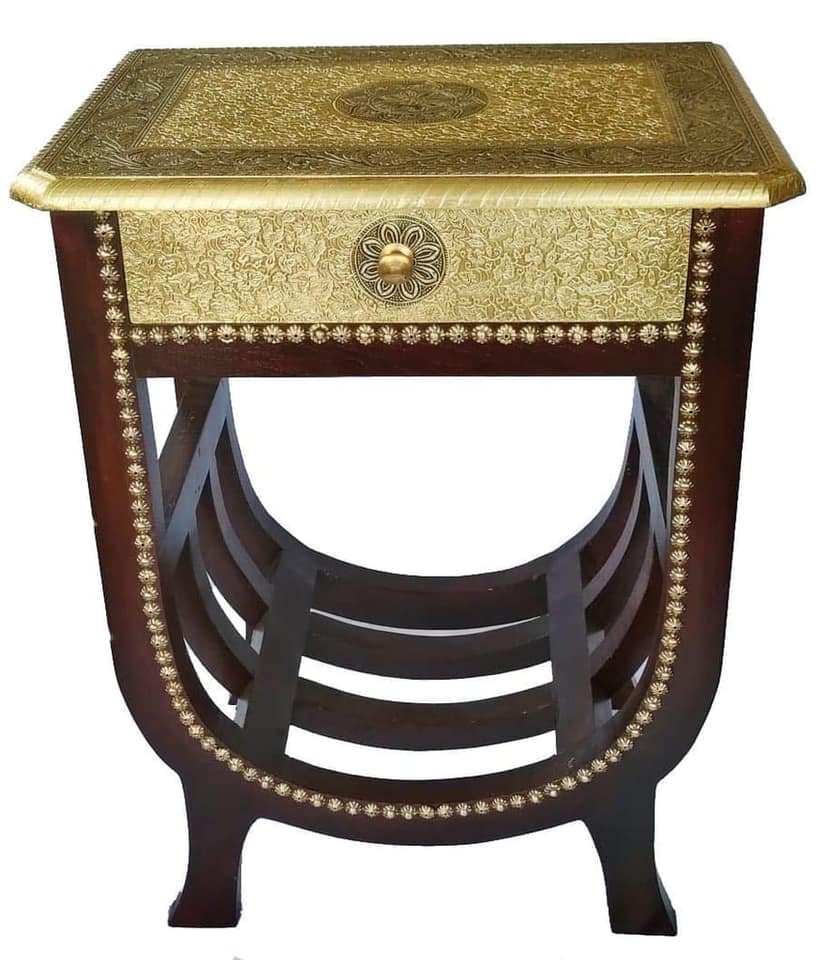 Creative Handicraft45 Handcrafted Hand Painted U Shape Table for Living Room/Wooden Painted Bedside Handcrafted Hand Painted U Shape Table for Living Room/Wooden Painted Bedside