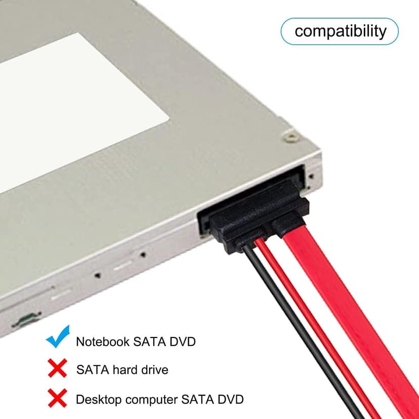Slimline SATA 13pin Male to Slimline SATA 13pin 7+6 Female Extension Cable for SATA Slim DVD+/-RW Drive (30cm) view 4