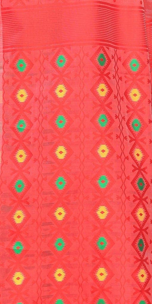 Silk Zone Women's Jamdani Cotton Blend Woven Saree view 3