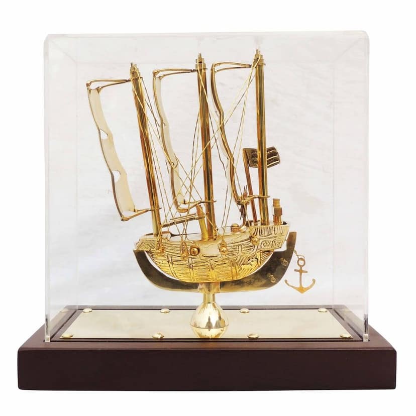 Brass Ship Model in Acrylic Display Box ? Nautical Gift Item, Height : 8.5 Inch (MRMAS238 A) view 2