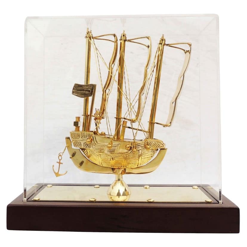 Brass Ship Model in Acrylic Display Box ? Nautical Gift Item, Height : 8.5 Inch (MRMAS238 A) view 3