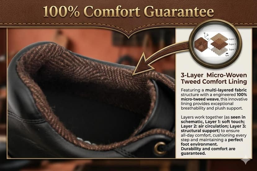 HITCARO Arkbird® Men's Genuine Leather Lace-up Professional 100% Waterproof Premium Gold Golf Shoes PR-5406 view 6