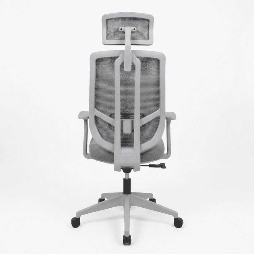 Grey High-Back Ergonomic Office Chair with Adjustable Headrest and Armrests view 2