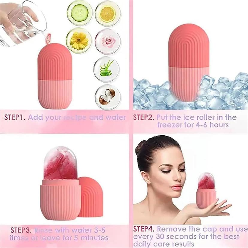 Ice Roller for Face Massage - Reusable Face Ice Holder Tool for Glowing & Clear Skin | Facial Ice Roller for Women & Men | Cold Therapy Face Massager for Pores, Puffiness & Skin Tightening view 4