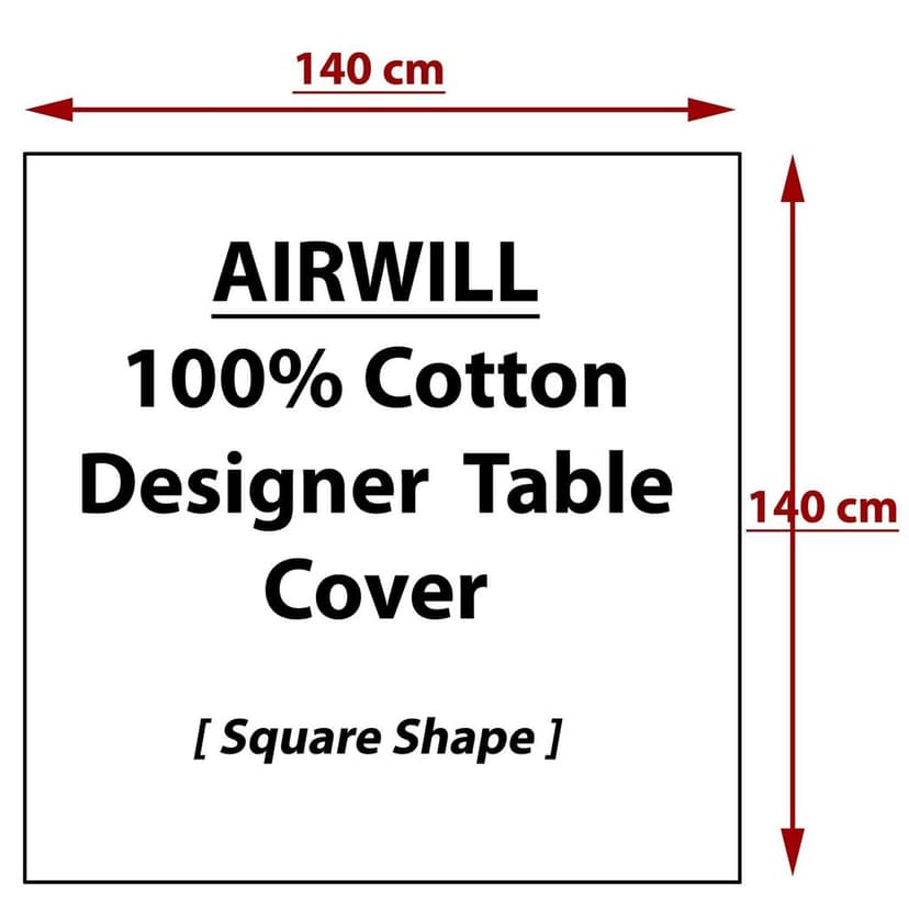 AIRWILL Cotton Designer Checks with Multicolor Combos of 4 Seater Tablecloth, Sized 140cm Width and 140cm Length, Square Shaped. Pack of 1 Piece. view 2