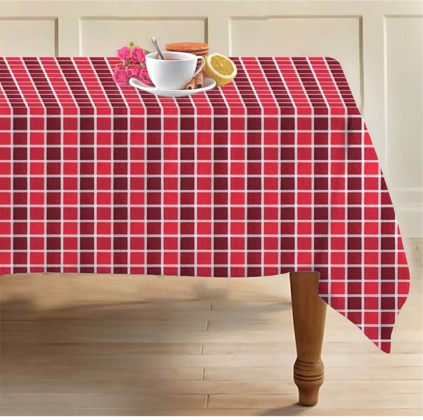AIRWILL Cotton Designer Checks with Multicolor Combos of 4 Seater Tablecloth, Sized 140cm Width and 140cm Length, Square Shaped. Pack of 1 Piece. view 3