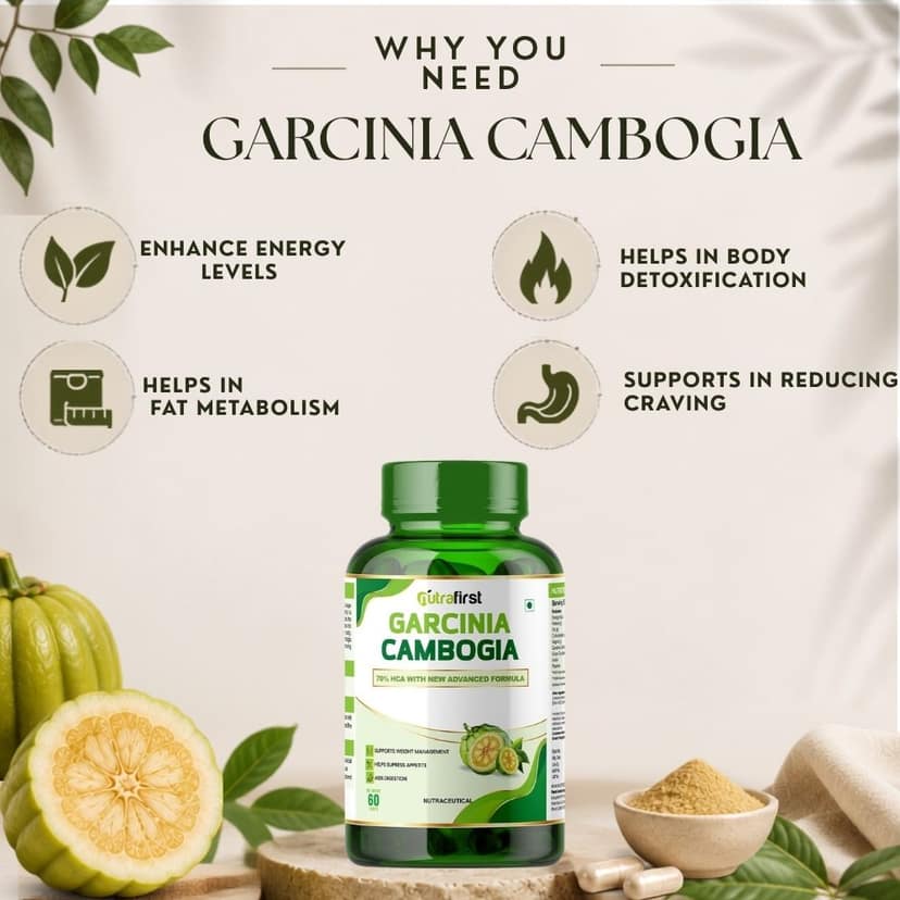 Nutrafirst Garcinia Cambogia Tablets 800mg with 70% HCA and Green Tea Extract for Weight Management and Fat Metabolism - 60 Tablets, Pack of 1 view 3