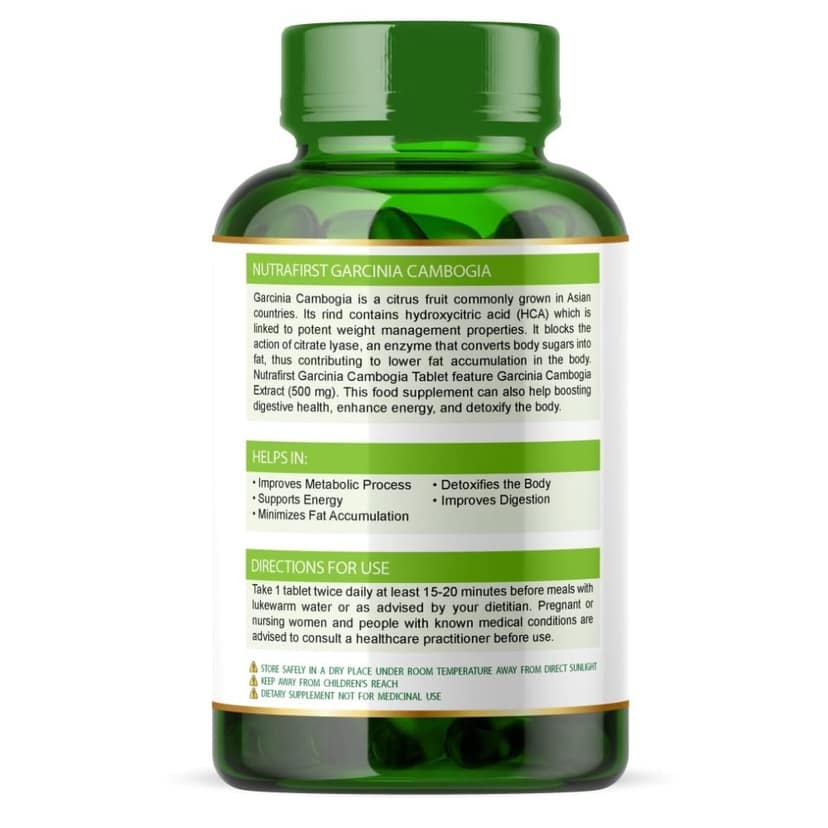 Nutrafirst Garcinia Cambogia Tablets 800mg with 70% HCA and Green Tea Extract for Weight Management and Fat Metabolism - 60 Tablets, Pack of 1 view 4